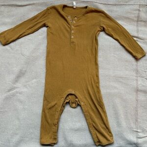 Quincy Mae Mustard Ribbed Bodysuit
